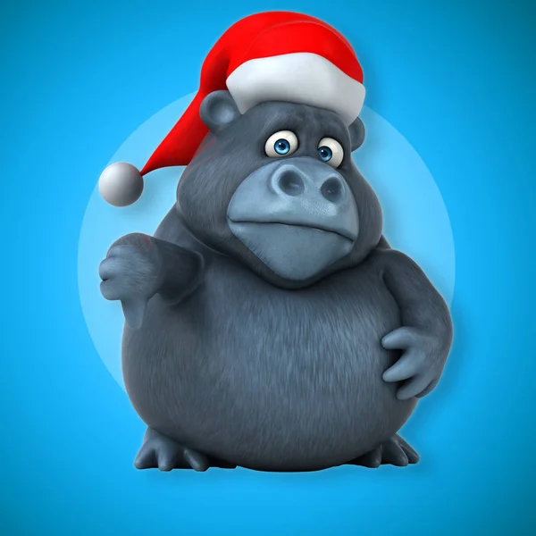 Gorilla mit Weihnachtsmütze — Stockfoto