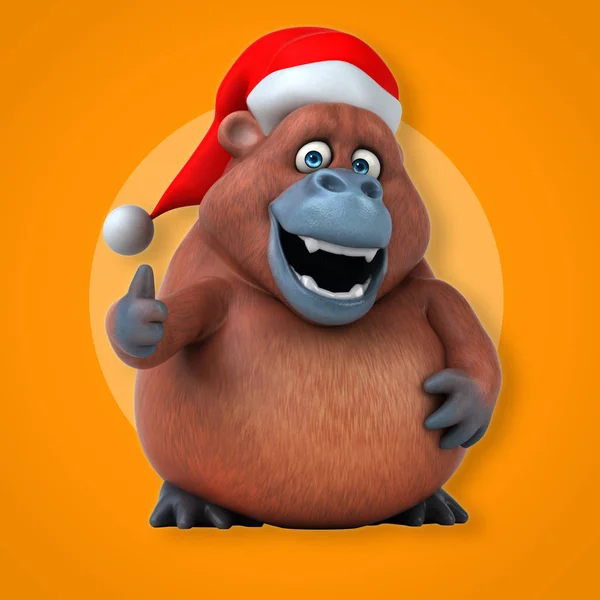 Orangutan giyen Noel Baba şapkası — Stok fotoğraf