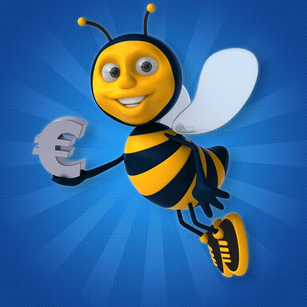 Drôle d'abeille tenant euro — Photo