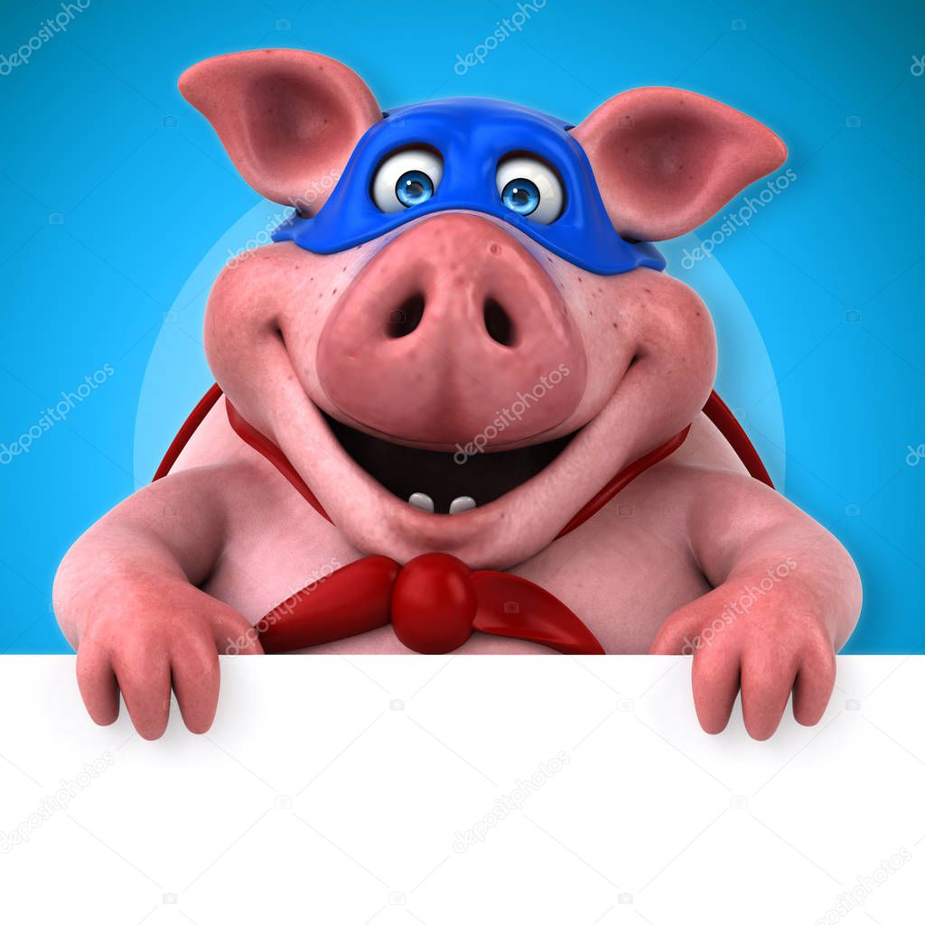  pig superhero holding card  