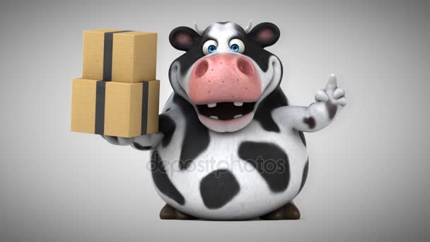 Komik inek holding kutuları — Stok video
