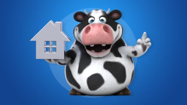 Αστεία αγελάδα εκμετάλλευση σπίτι — Αρχείο Βίντεο