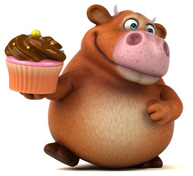 Eğlenceli inek holding cupcake 