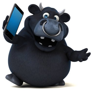 çizgi film karakteri holding telefon 