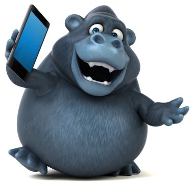 Komik goril holding telefon 