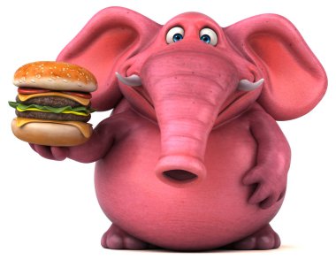 Eğlenceli fil holding burger 