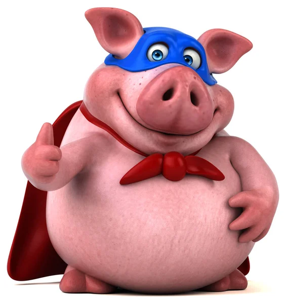 Pig in super  hero costume — Stock Photo, Image