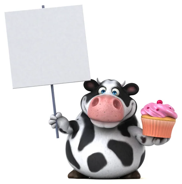Eğlenceli inek holding cupcake — Stok fotoğraf