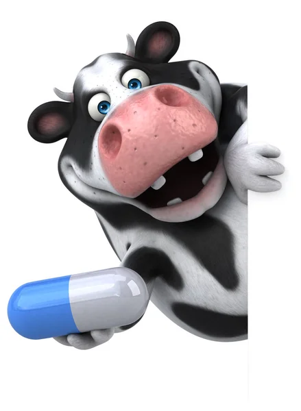 Zabawne krowy gospodarstwa pigułki — Zdjęcie stockowe