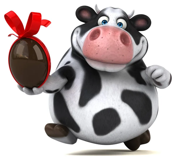 Fun cow holding egg — Stock Photo, Image