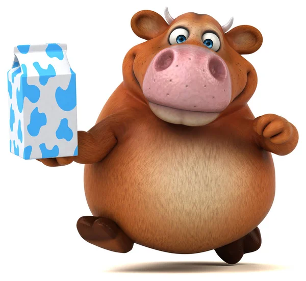 Fun cow holding  milk — Stock Photo, Image