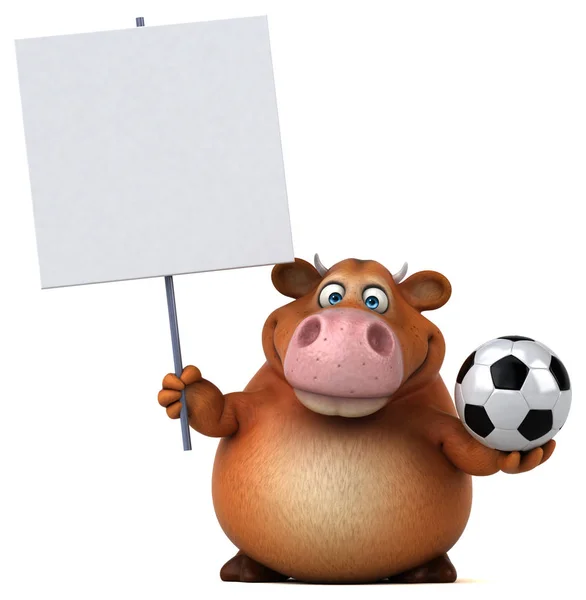 Fun cow holding ball — Stock Photo, Image