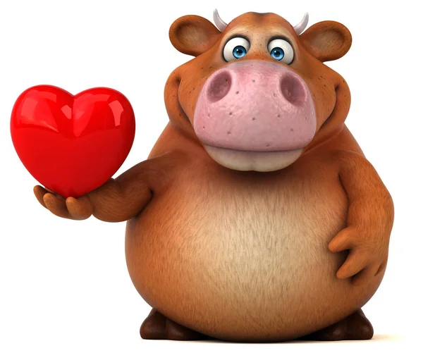 Fun cow holding heart — Stock Photo, Image