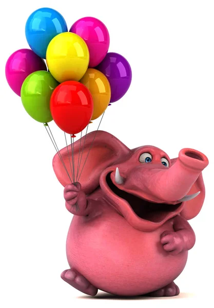 cartoon character holding balloons