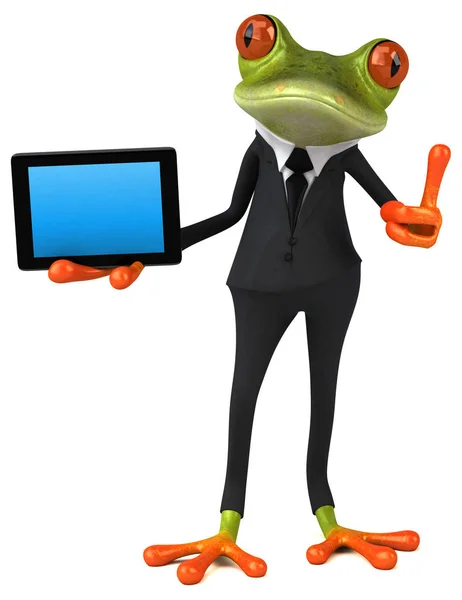 Frosch mit Tablette — Stockfoto