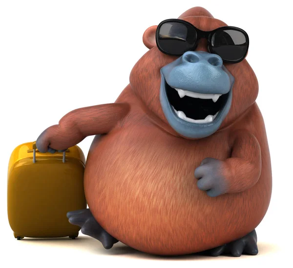 Personaggio dei cartoni animati in possesso di valigia — Foto Stock