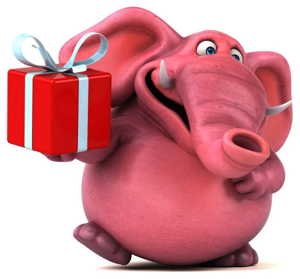 Cartoon character  holding present — Stock Photo, Image