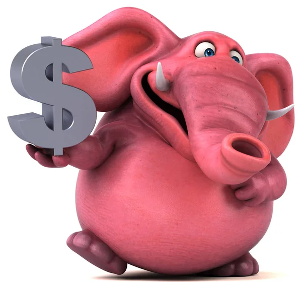 Personagem de desenho animado segurando dólar — Fotografia de Stock