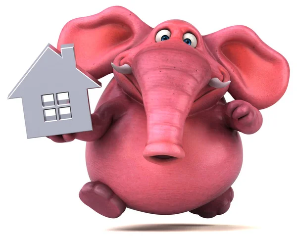 Cartoon character  holding  house — Stock Photo, Image