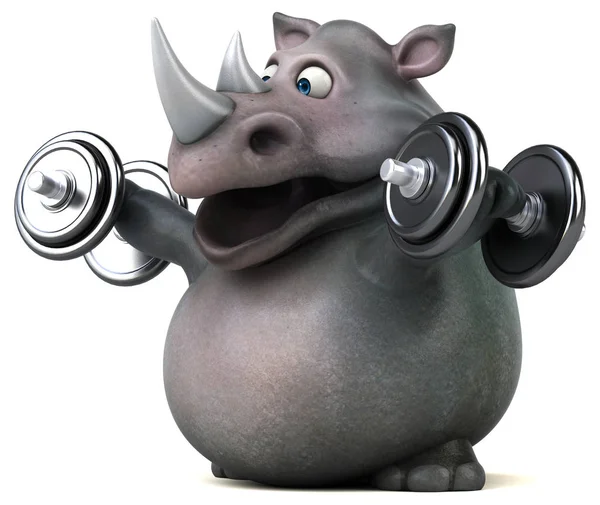 Grappige neushoorn bedrijf gewichten — Stockfoto