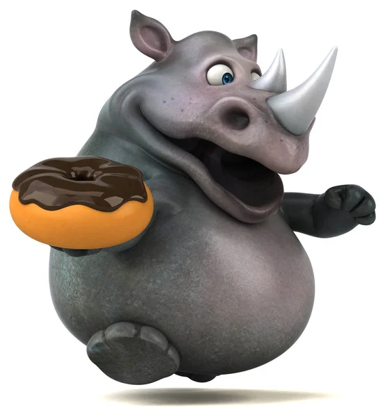 Drôle de rhinocéros tenant donut — Photo