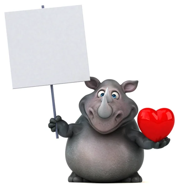 Funny rhinoceros holding heart — Stock Photo, Image