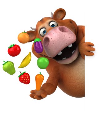 karakter holding meyve ve sebze