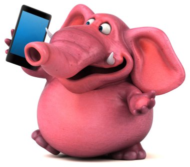 çizgi film karakteri holding telefon 