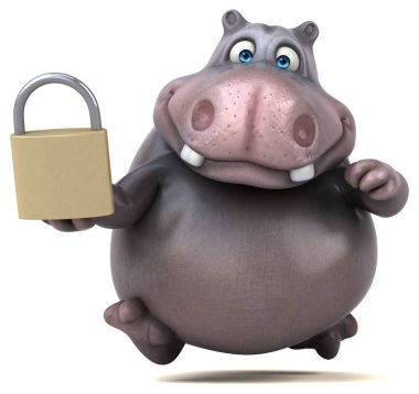 çizgi film karakteri holding asma kilit 