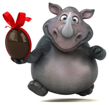 çizgi film karakteri holding Paskalya yortusu yumurta  