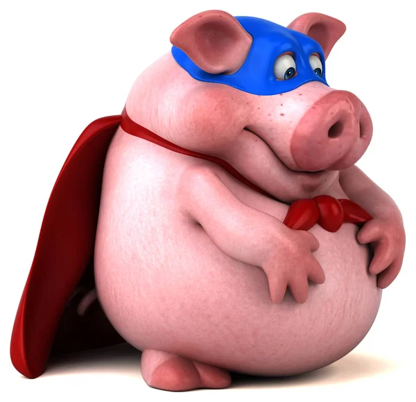 Pig wearing super hero costume — Stock Photo, Image