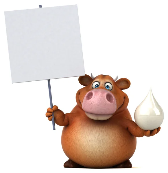 Fun cow holding milk — Stock Photo, Image
