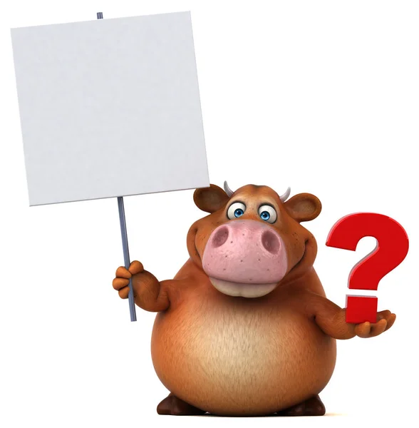 Cartoon character holding question mark — Stock Photo, Image