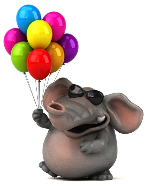 Cartoon character holding balloons — Stock Photo, Image