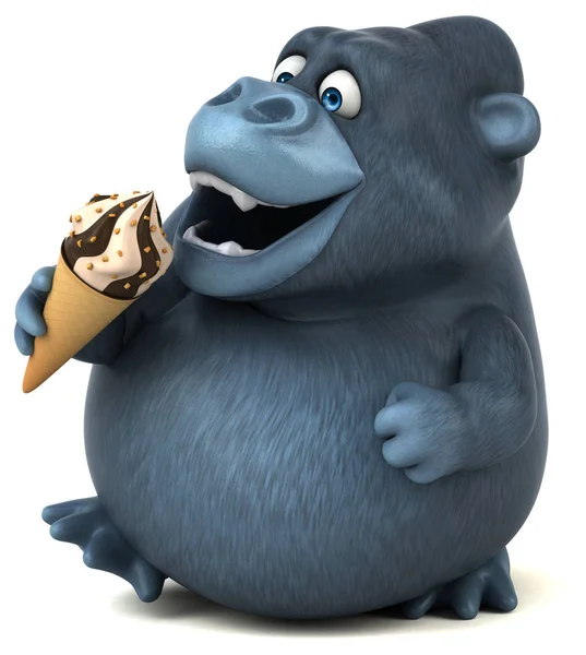 Gorila engraçado segurando sorvete — Fotografia de Stock