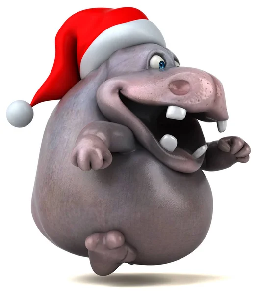 Cartoon character wearing santa hat — Stock Photo, Image