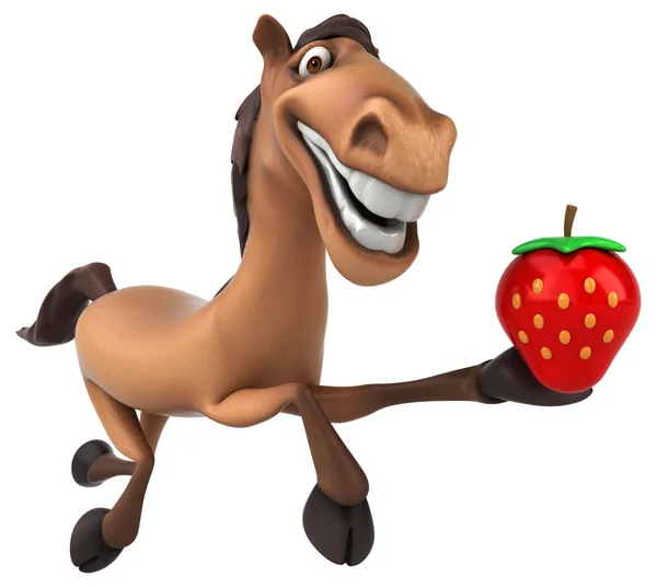 Kreslená postava drží jahoda — Stock fotografie