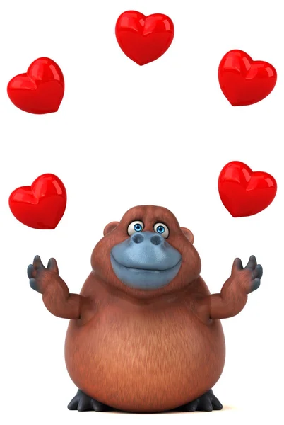Cartoon character holding hearts — Stock Photo, Image