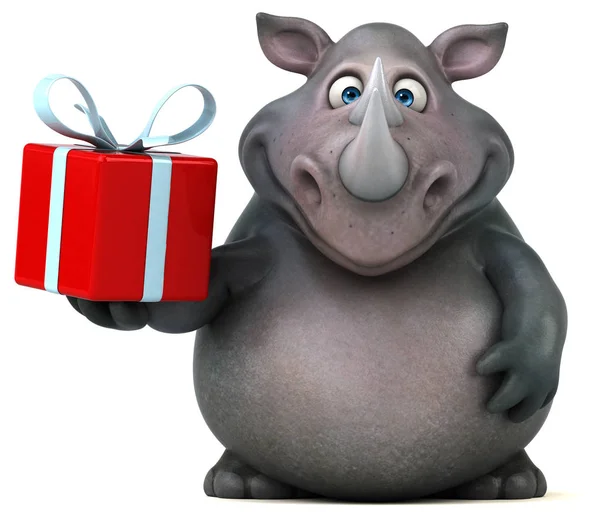 Cartoon character  holding present — Stock Photo, Image