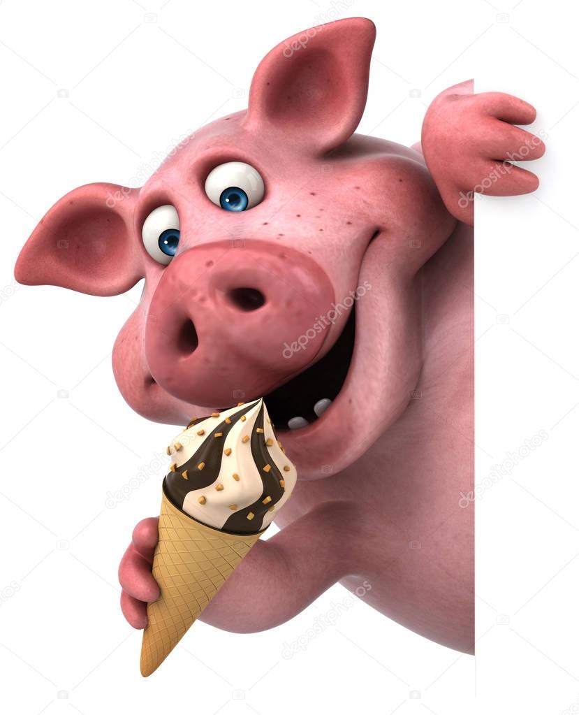   cartoon character holding ice cream