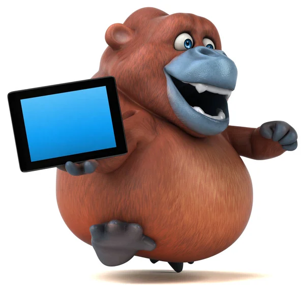 Zeichentrickfigur mit Tablet — Stockfoto