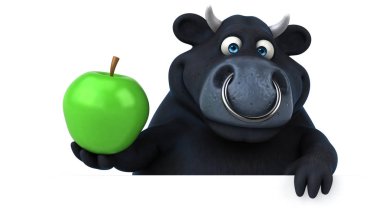 çizgi film karakteri holding elma 