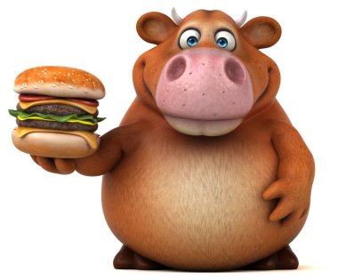 çizgi film karakteri holding hamburger