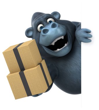 Komik goril holding kutuları