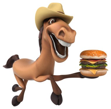 çizgi film karakteri holding hamburger