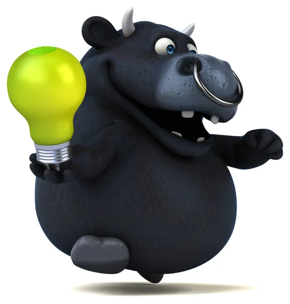 Personagem de desenho animado segurando lâmpada — Fotografia de Stock