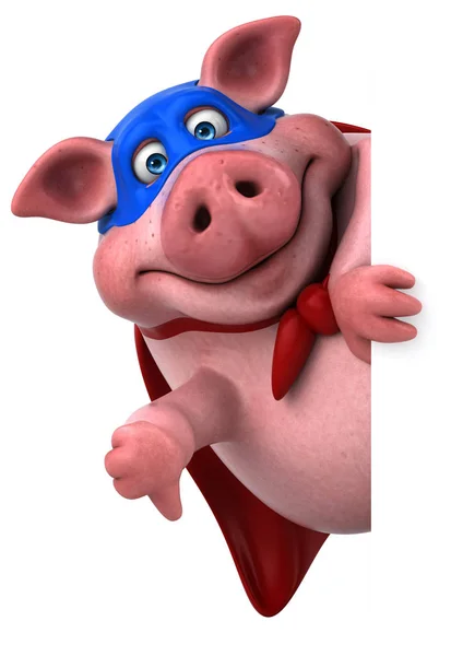 Süper kahraman kostümü giyen domuz — Stok fotoğraf