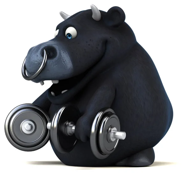 Cartoon character holding weights — Stock Photo, Image