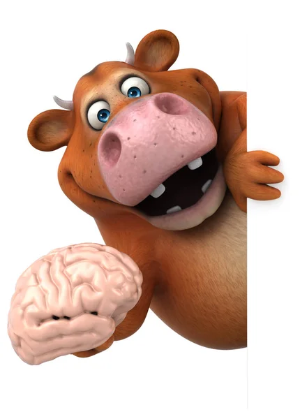 Zeichentrickfigur mit Gehirn — Stockfoto