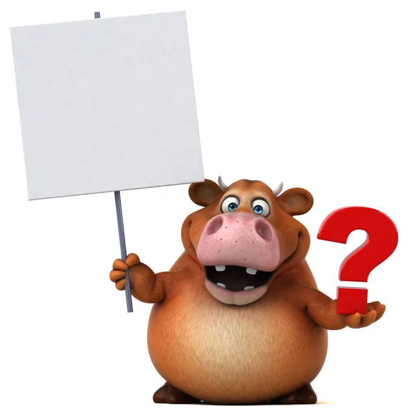 Cartoon character holding question mark — Stock Photo, Image
